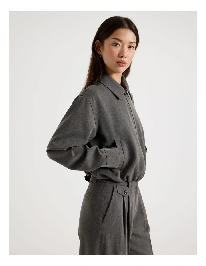 Cropped Bomber Tailored Jacket in Charcoal image 5