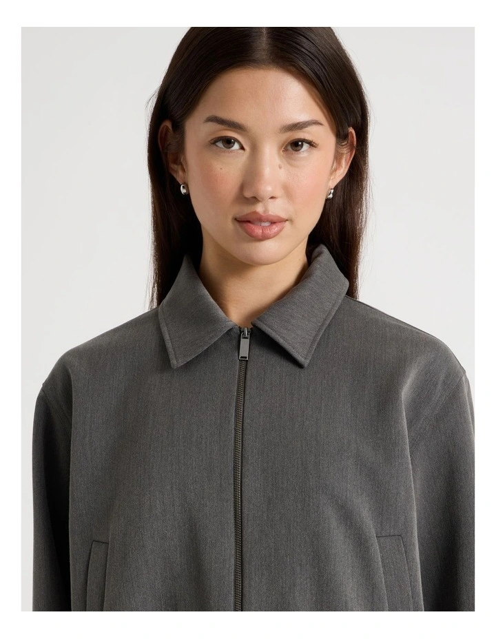 Cropped Bomber Tailored Jacket in Charcoal image 7