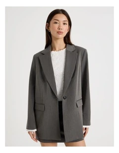 Oversized Blazer with Cuff Insert in Charcoal