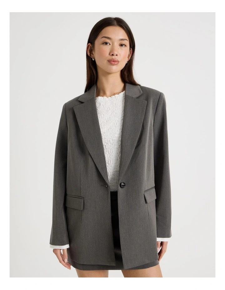 Oversized Blazer with Cuff Insert in Charcoal image 1