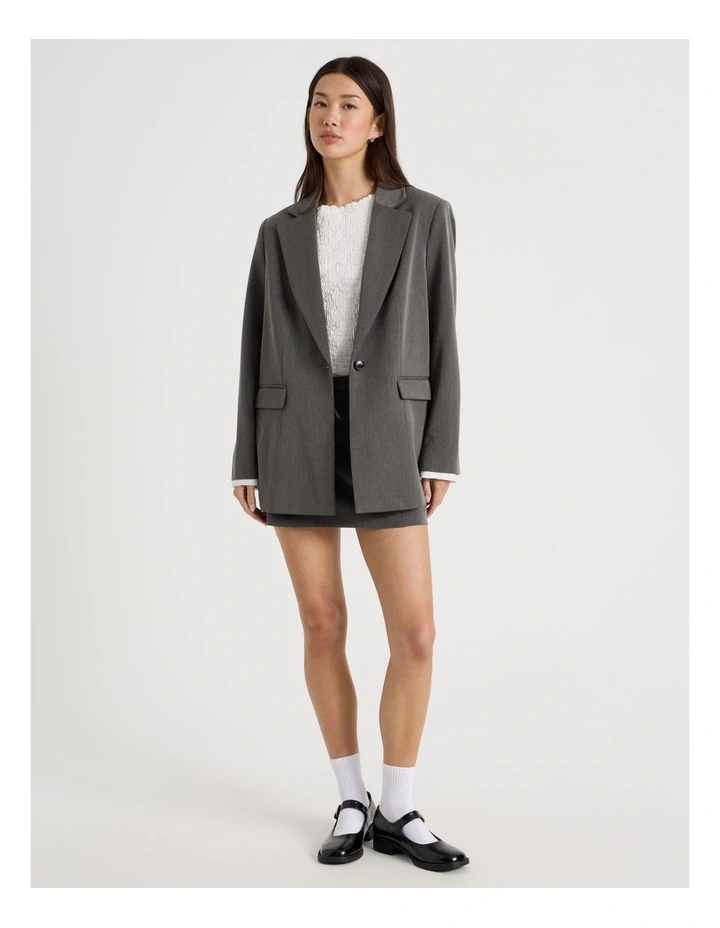 Oversized Blazer with Cuff Insert in Charcoal image 2