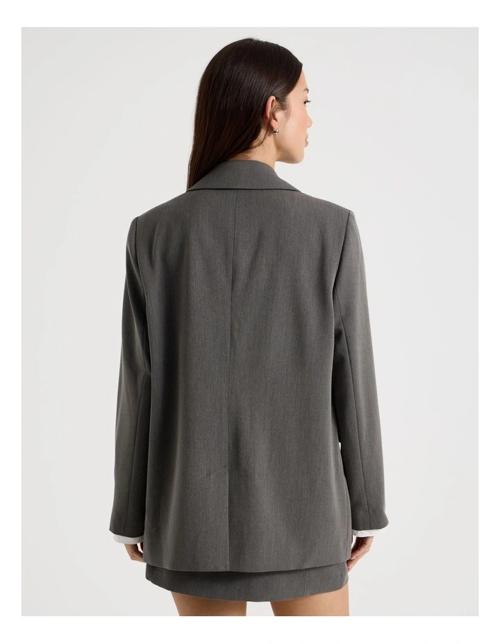 Oversized Blazer with Cuff Insert in Charcoal image 4
