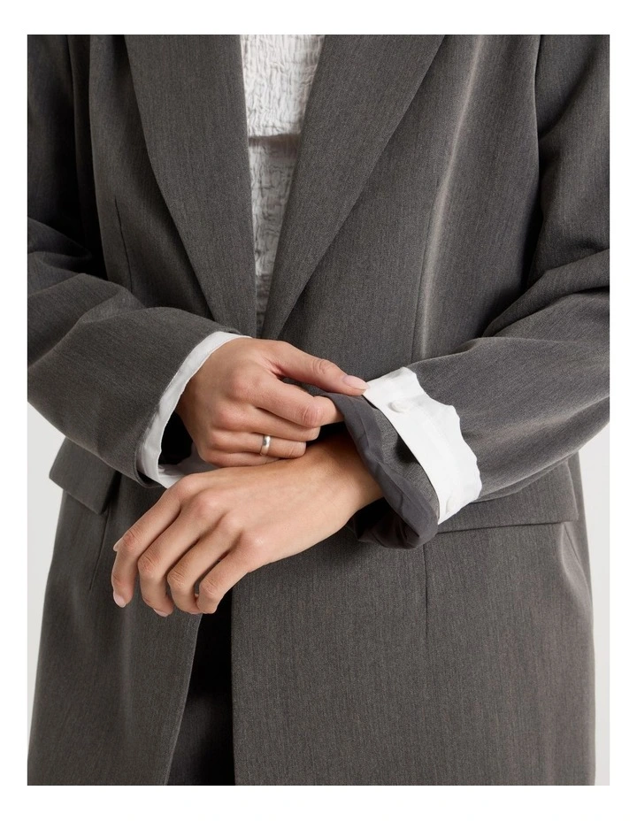 Oversized Blazer with Cuff Insert in Charcoal image 5