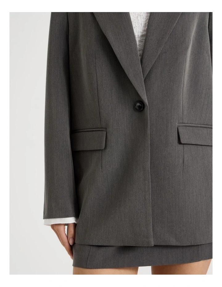 Oversized Blazer with Cuff Insert in Charcoal image 7