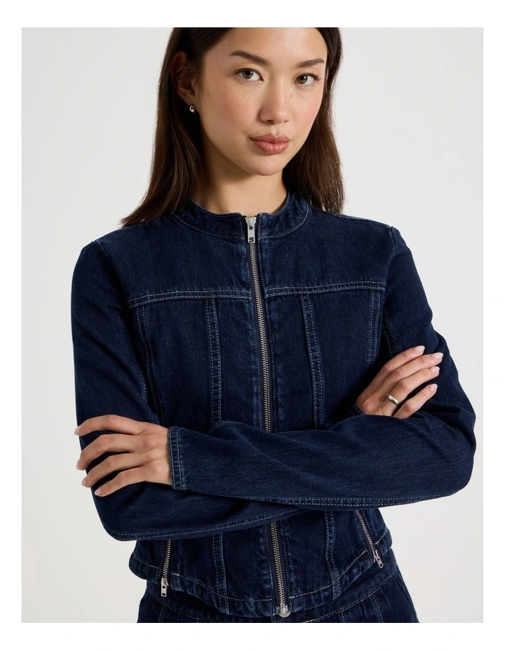 Fitted Denim Jacket in Indigo image 1