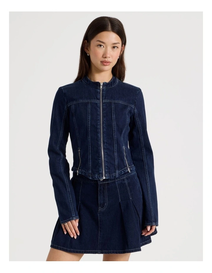 Fitted Denim Jacket in Indigo image 2