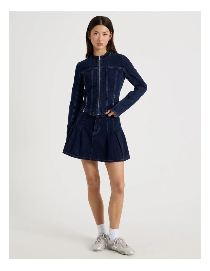 Fitted Denim Jacket in Indigo image 3