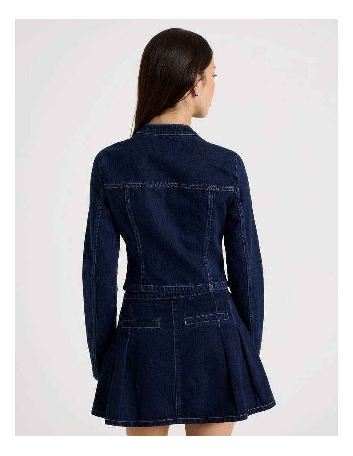 Fitted Denim Jacket in Indigo image 5