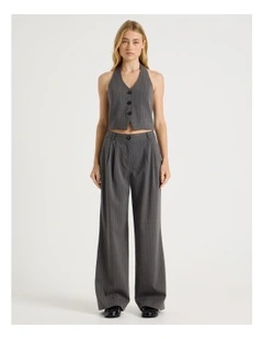 Relaxed Tailored Pinstripe Pants in Charcoal
