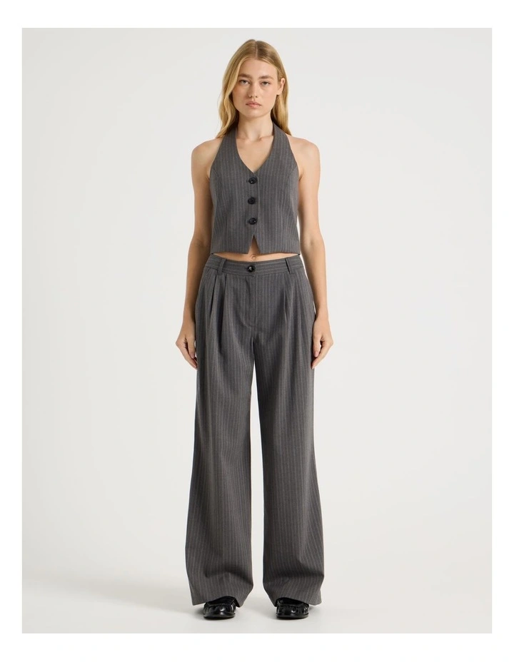 Relaxed Tailored Pinstripe Pants in Charcoal image 1