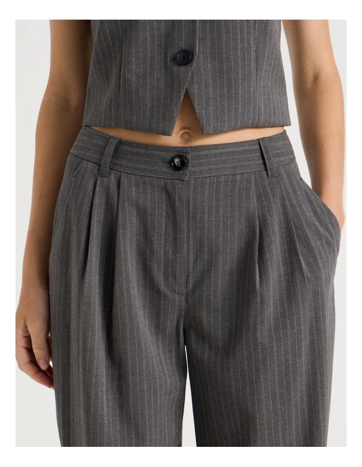 Relaxed Tailored Pinstripe Pants in Charcoal image 4