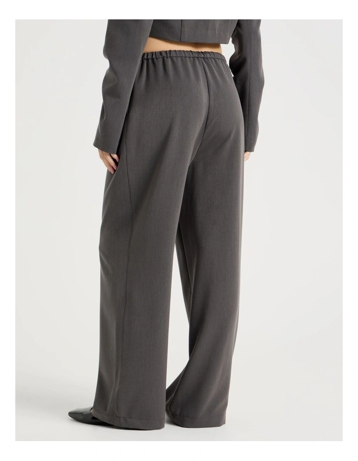 Soft Tie Waist Woven Wide Leg Pants in Charcoal image 5
