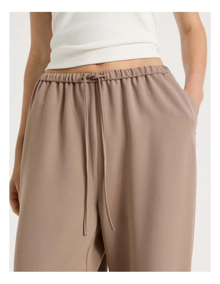 Soft Tie Waist Woven Wide Leg Pants in Taupe image 5