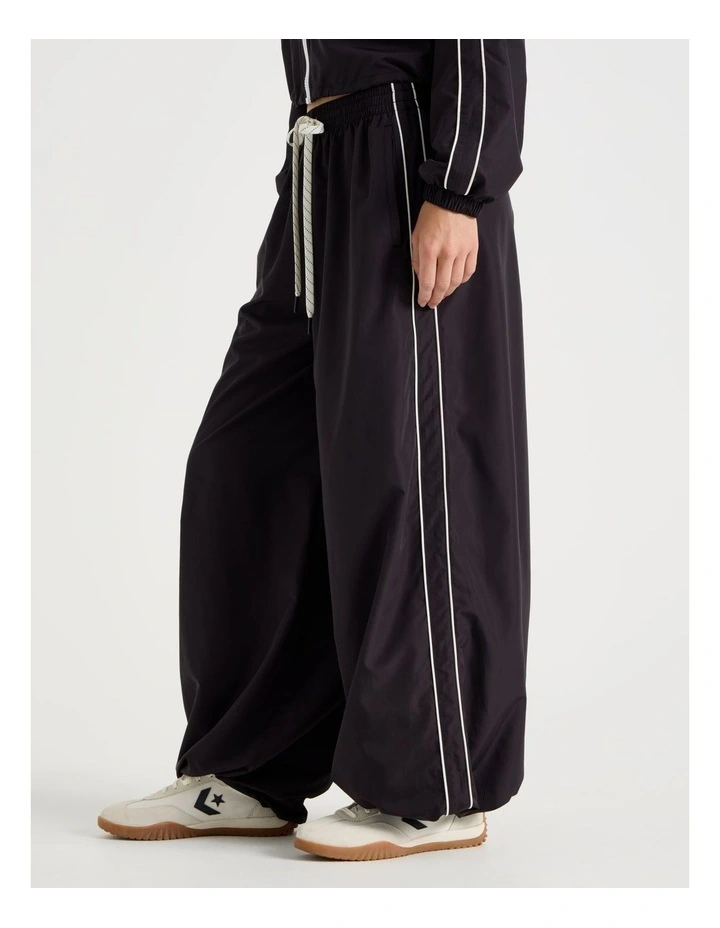 Wide Leg Adjustable Parachute Pants in Black image 2