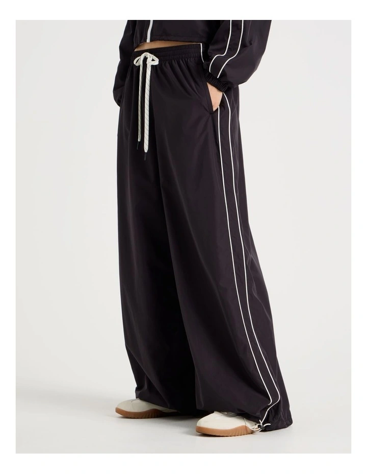 Wide Leg Adjustable Parachute Pants in Black image 4
