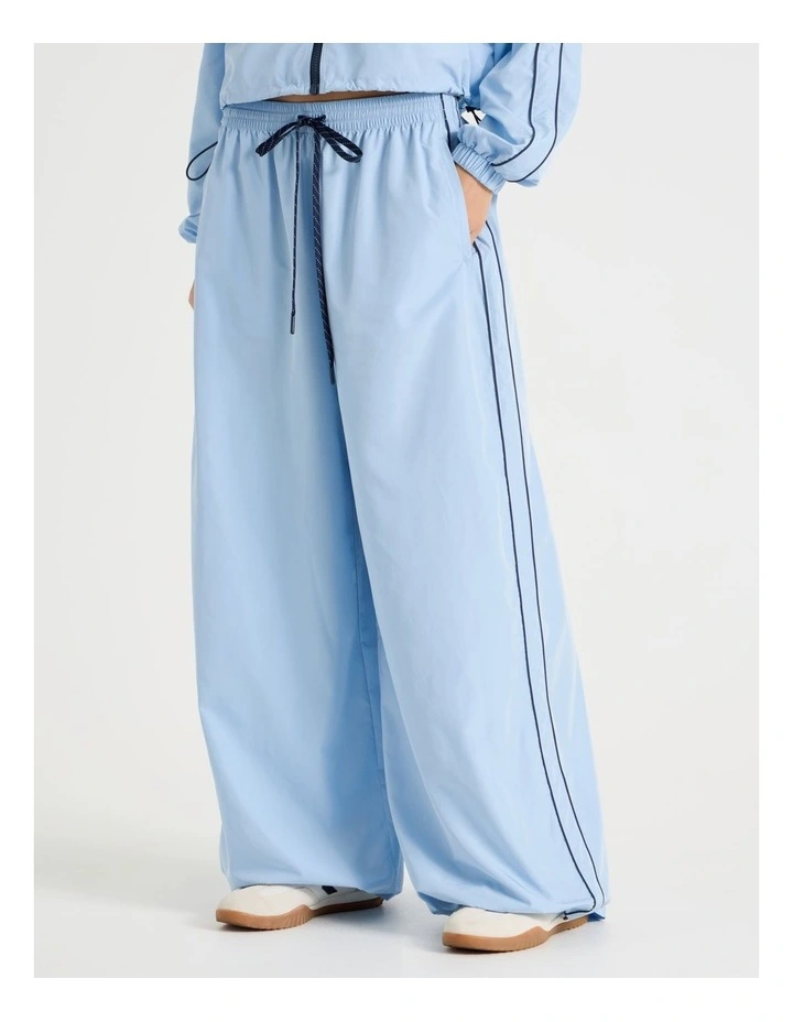 Wide Leg Adjustable Parachute Pants in Blue image 3