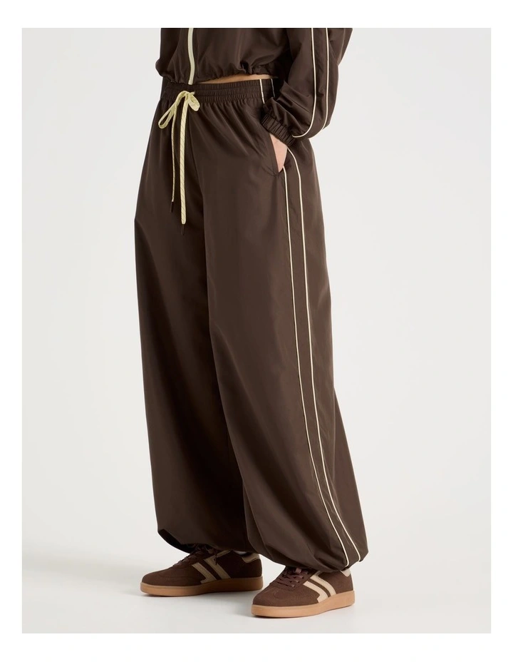Wide Leg Adjustable Parachute Pants in Dark Brown image 6