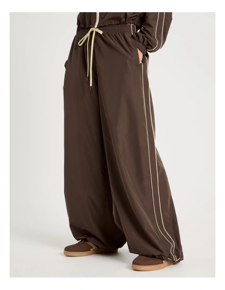 Wide Leg Adjustable Parachute Pants in Dark Brown image 7