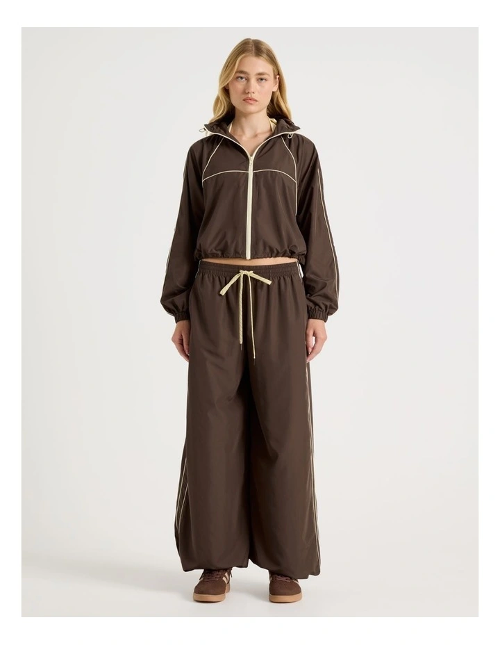 Wide Leg Adjustable Parachute Pants in Dark Brown image 13