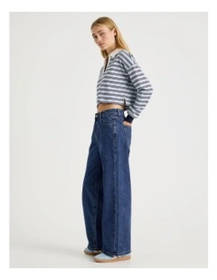 Low Rise Baggy Jeans in Mid Blue