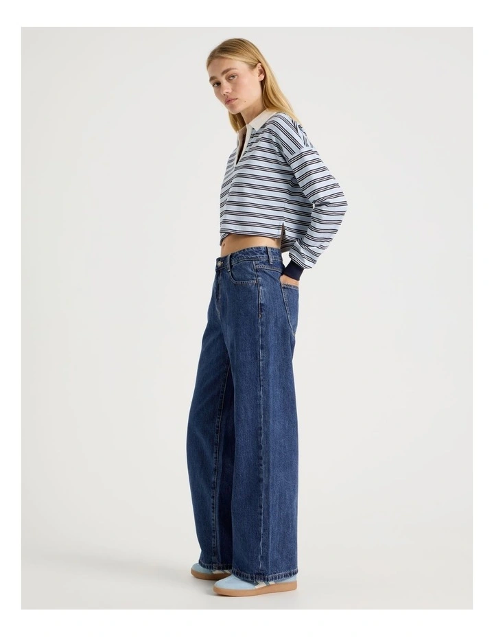 Low Rise Baggy Jeans in Mid Blue image 1