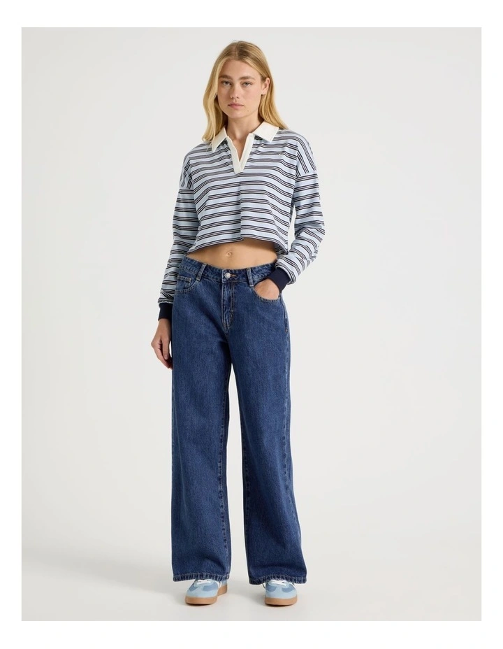 Low Rise Baggy Jeans in Mid Blue image 3