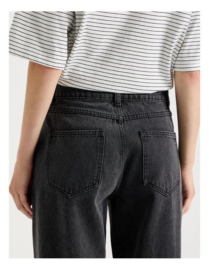 Low Rise Baggy Jeans in Black image 5