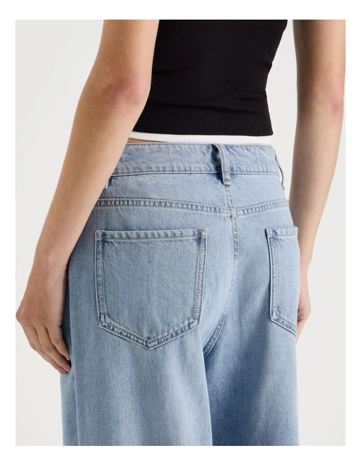 Mid Rise Distressed Wide Leg Jeans in Light Blue image 6