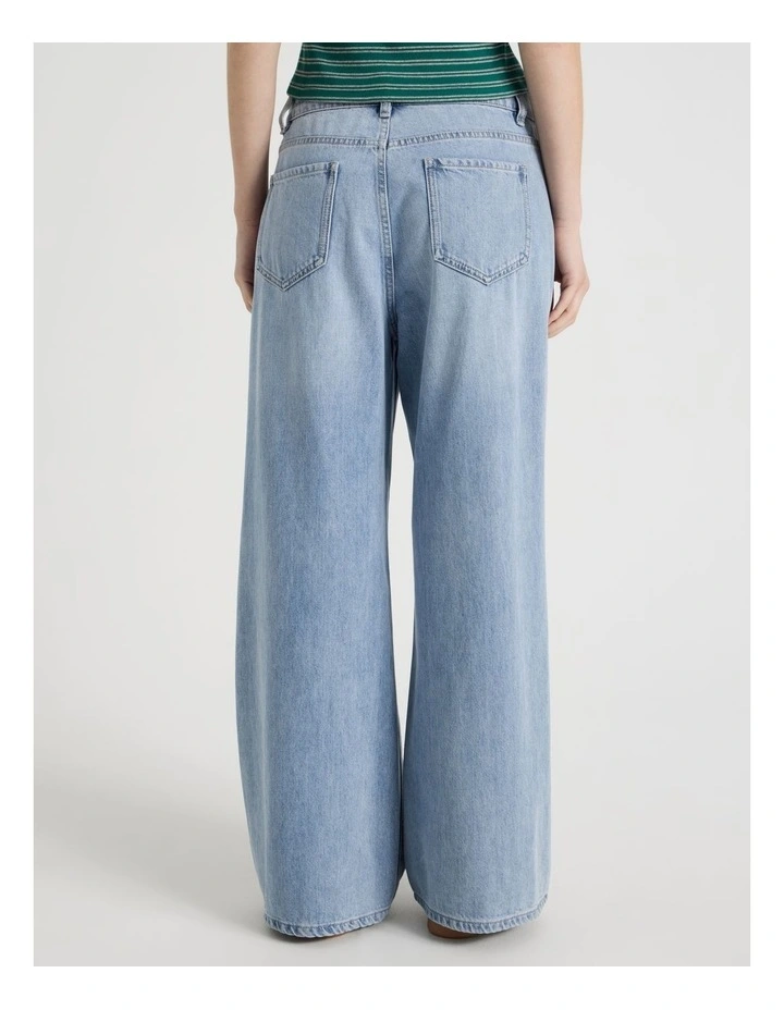 Mid Rise Distressed Wide Leg Jeans in Light Blue image 6
