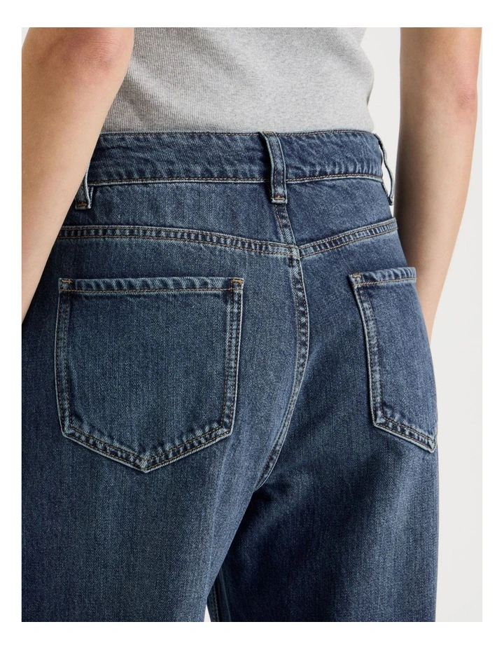 Mid Rise Distressed Wide Leg Jeans in Mid Blue image 5