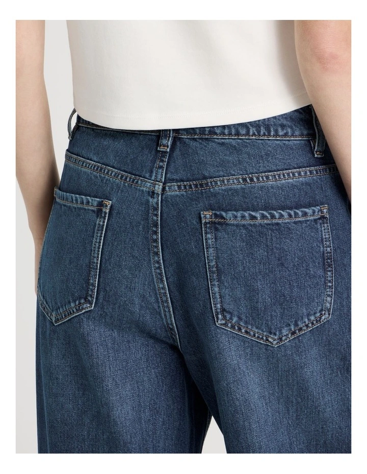 Mid Rise Distressed Wide Leg Jeans in Mid Blue image 5