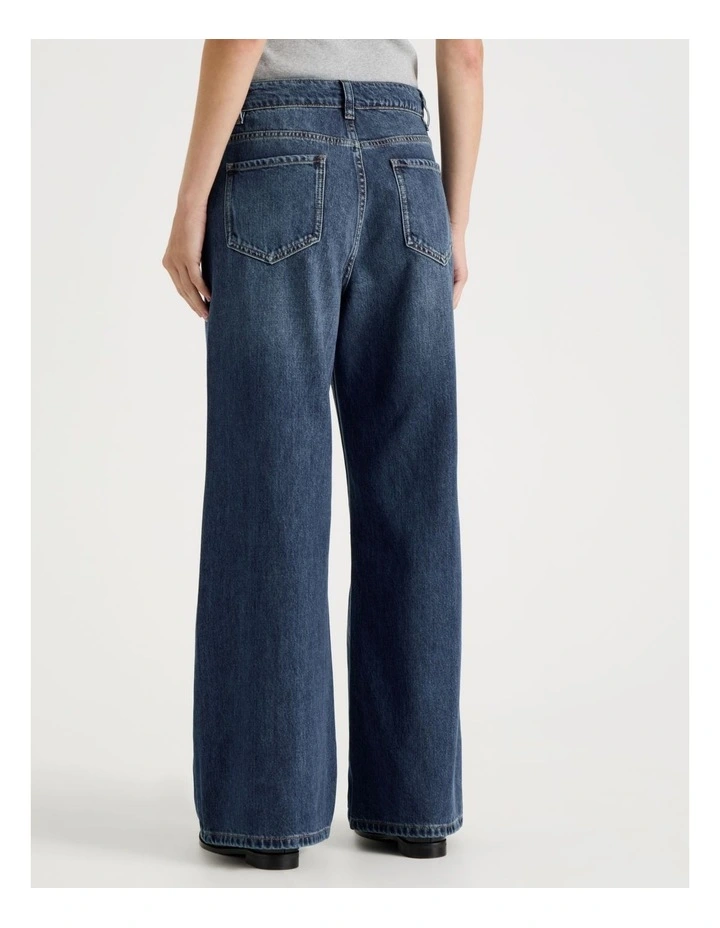 Mid Rise Distressed Wide Leg Jeans in Mid Blue image 6