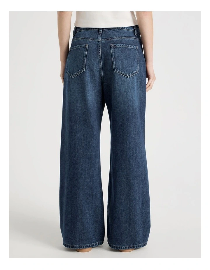 Mid Rise Distressed Wide Leg Jeans in Mid Blue image 6