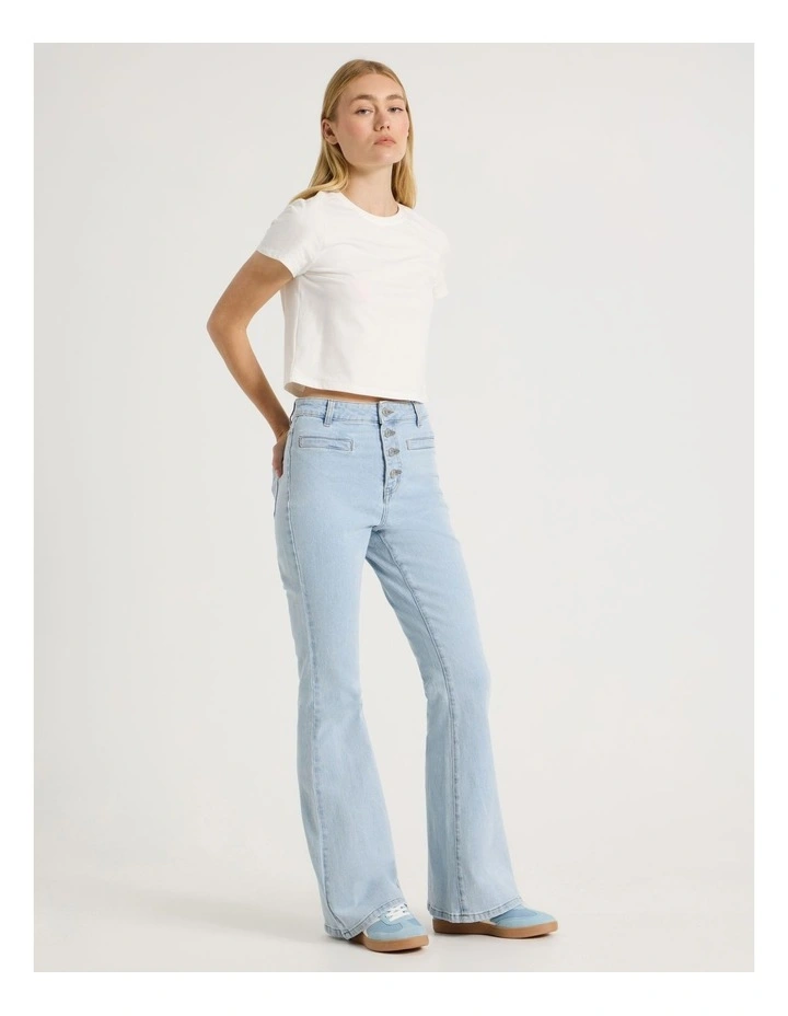 High Rise Flare Denim Jeans in Light Blue image 5