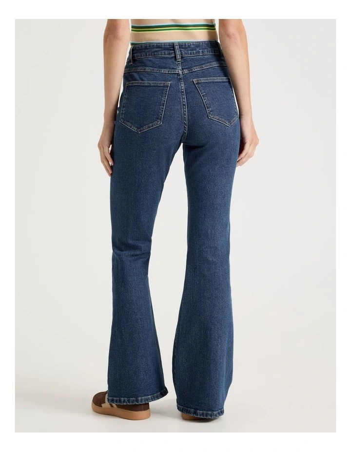 High Rise Flare Denim Jeans in Mid Blue image 5