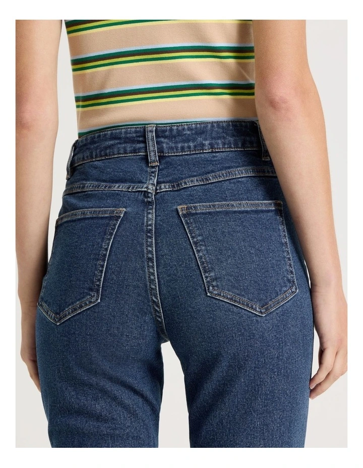 High Rise Flare Denim Jeans in Mid Blue image 6