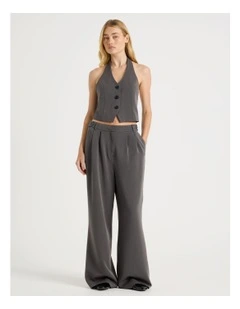 Soft Pleat Wide Pants in Charcoal