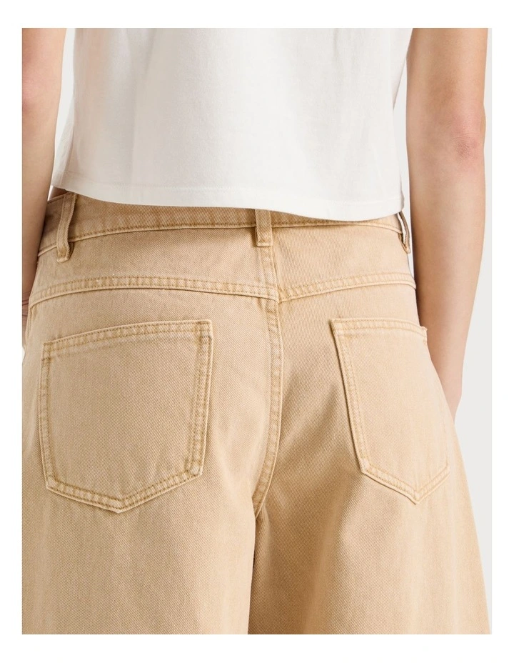 Mid Rise Barrel Leg Jeans in Sand image 5