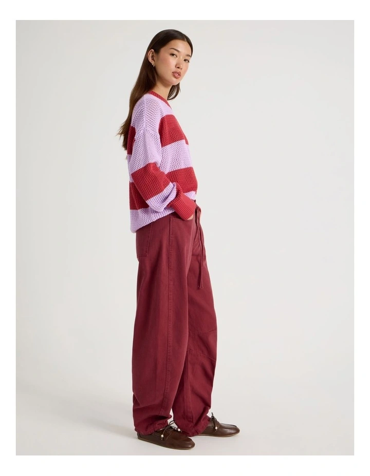 Tie Waist Barrel Jean in Red image 4