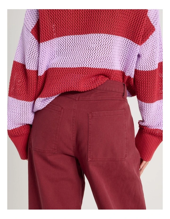 Tie Waist Barrel Jean in Red image 7