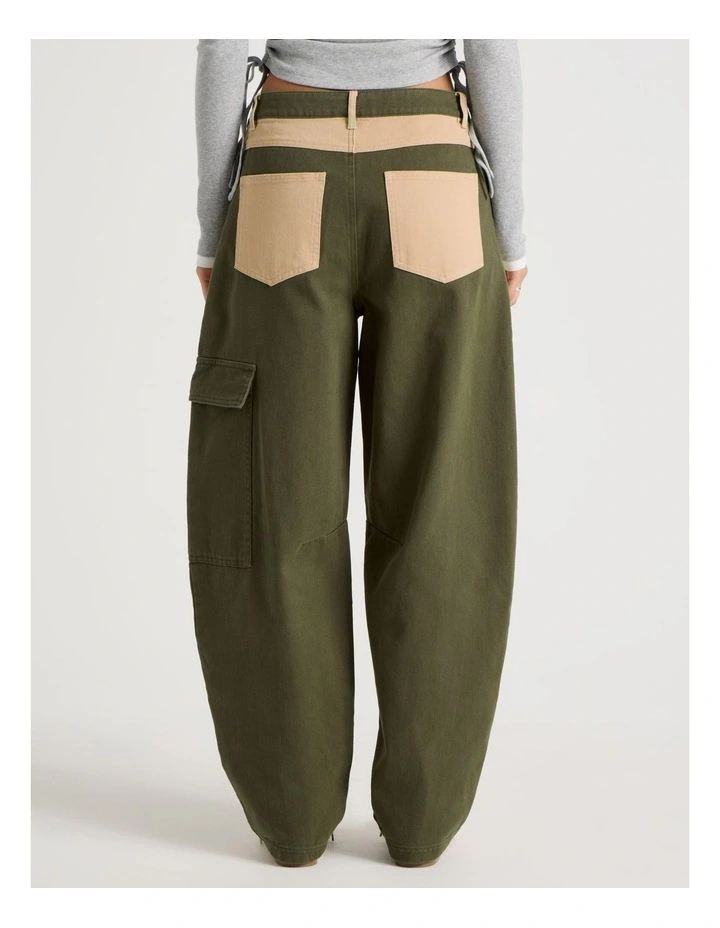 Patchwork Jeans in Khaki image 6
