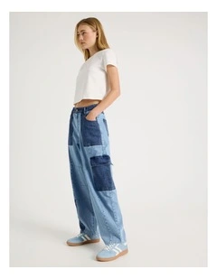 Patchwork Jeans in Assorted Blues