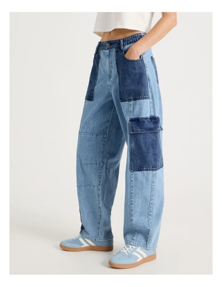 Patchwork Jeans in Assorted Blues image 2