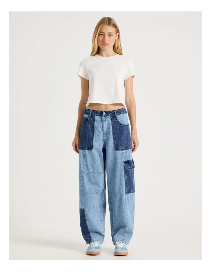 Patchwork Jeans in Assorted Blues image 3