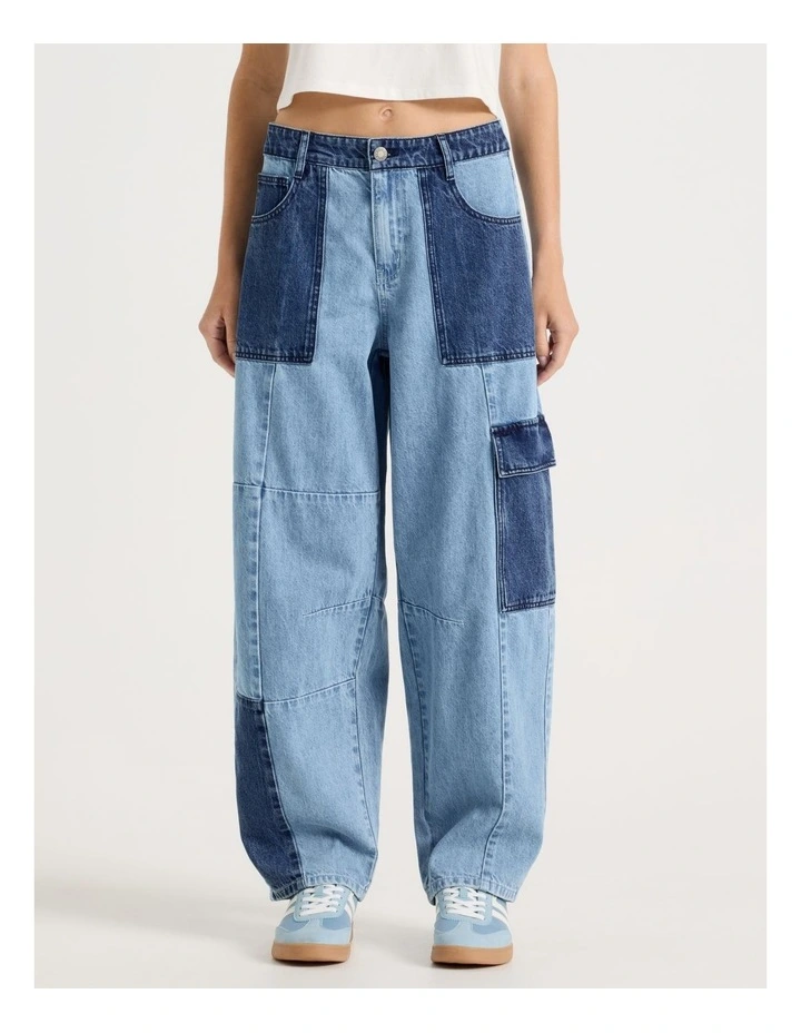 Patchwork Jeans in Assorted Blues image 4