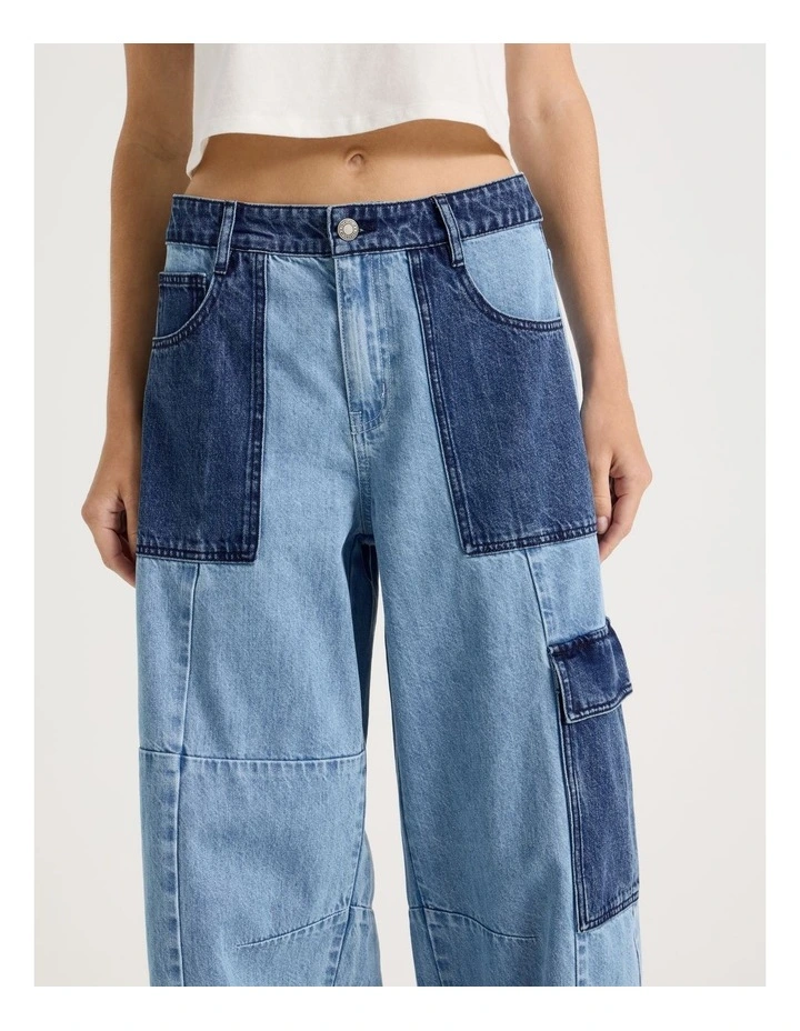 Patchwork Jeans in Assorted Blues image 5