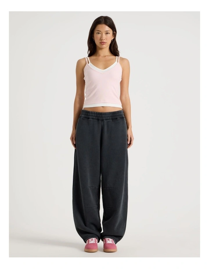 Acid Wash Sweat Pants in Black image 3