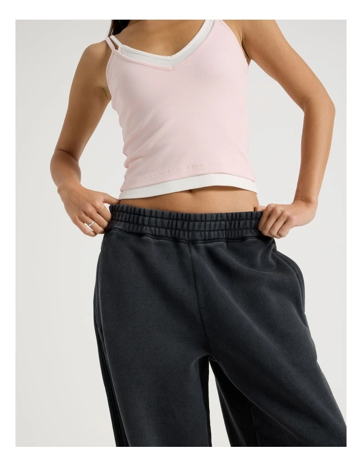 Acid Wash Sweat Pants in Black image 4