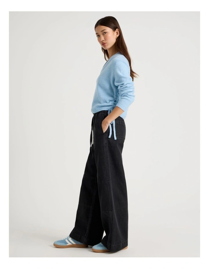 Wide Leg Soft Denim Pant in Jet Black image 1