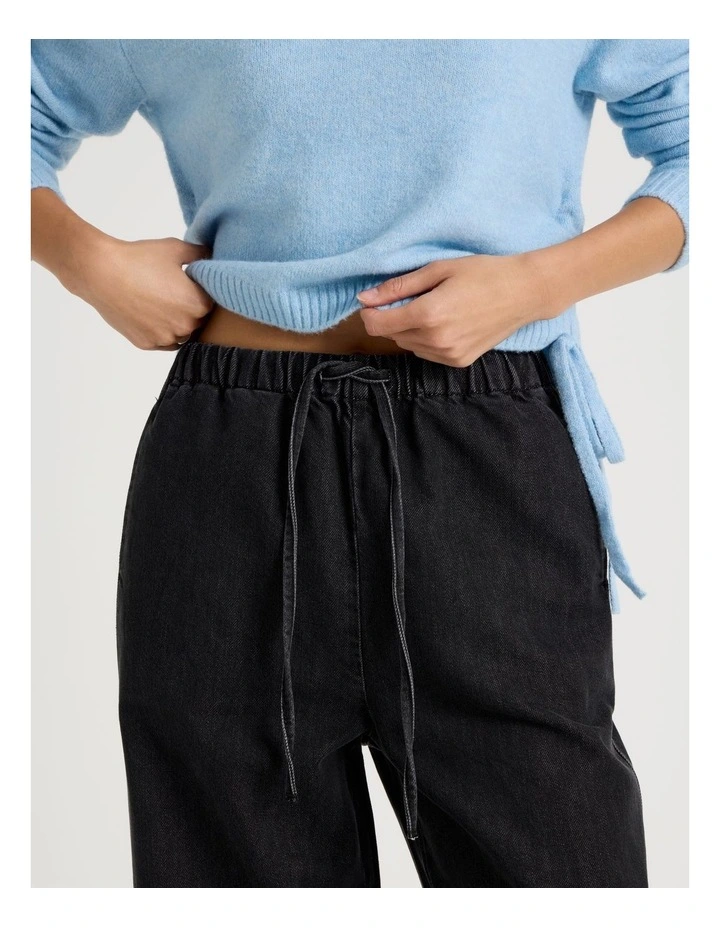 Wide Leg Soft Denim Pant in Jet Black image 4